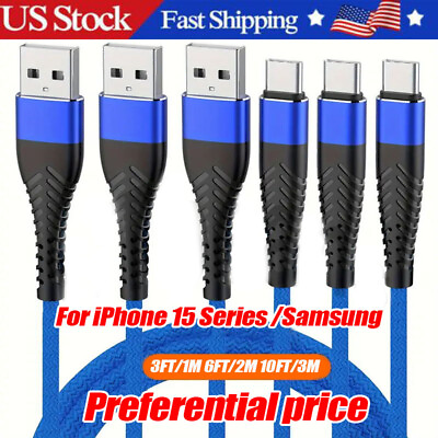 #ad USB C Type C Charger Cable Fast Charging for iPhone 15 Samsung S23 S21 S22 Cord $11.69