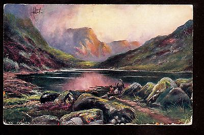 #ad 1905 Tuck man amp; his dog lake Llyn Ogwen North Wales UK landscape postcard $7.99