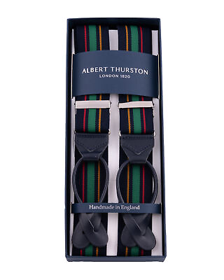 #ad NWT ALBERT THURSTON BRACES suspenders blue elastic 1.4quot; luxury handmade England $77.00