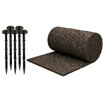 #ad Black Rubber Mulch Roll Border for Landscaping with 16 Plastic Anchors included $82.99