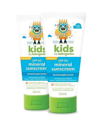 #ad Babyganics SPF 50 Kids Sunscreen Lotion UVA UVB Protection 6 Fl Oz Pack of 2 $25.39