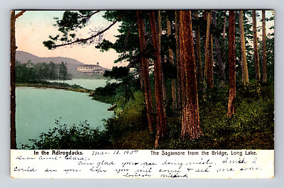 #ad 1907 In the Adirondacks Sagamore Hotel from Bridge Long Lake NY Postcard $8.36