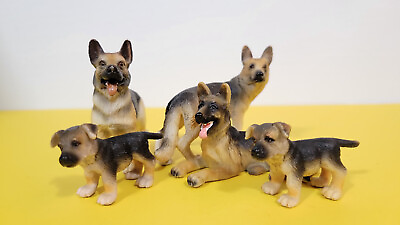 SCHLEICH Lot of 5 German Shepherd Dog MALE FEMALE Puppy Animal Figures $59.95