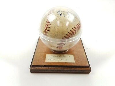 #ad Jerry Grote Signed Autographed Baseball Ball NY Mets 1969 in Stand NO COA $33.99