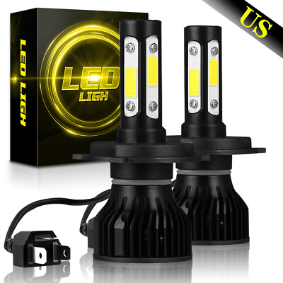 #ad Pair H4 9003 HB2 LED Headlight Bulbs Kit High Low Beam Super Bright 6000K White $20.69