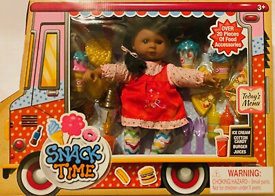 #ad Snack Time 13” Doll Play Food Ice Cream Pizza Cotton Candy Burger Juices $10.19