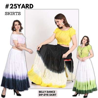 #ad Dip Dye Style 25 Yard Cotton Tribal North American Salsa Fusion Skirts $43.68
