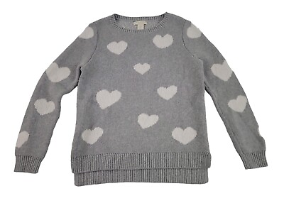 #ad Christian Siriano NY Womens Heart Crew neck Sweater Knit Gray Long Sleeve Size M $20.00