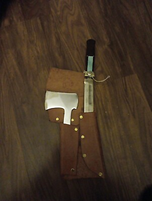 #ad Rare Vintage Kabar Knife And Hatchet Set Stag Handles And Sheath $314.48