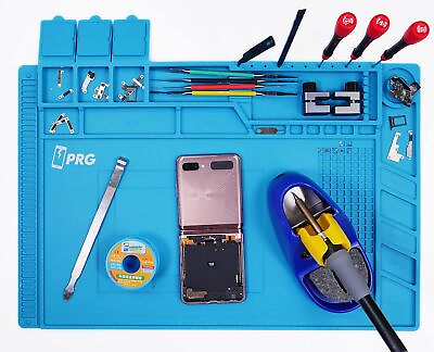 #ad PRG Blue Anti Static Silicone Magnetic Repair Mat with Heat Insulation Sca... $32.77