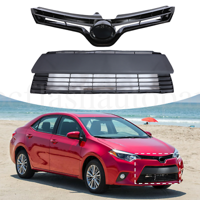 #ad #ad Grille Pair For 2014 2016 Toyota Corolla CE LE Front Bumper Upper amp; Lower Grill $44.99