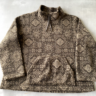 #ad Gap Fleece Mens XL Vintage Made USA Pullover Southwest Tribal Geometric Brown $24.77