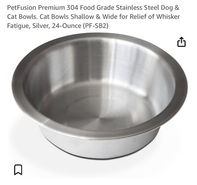 #ad Petfusion Premium 304 Food Grade Stainless Steel Dog amp; Cat Bowls 24oz Ounces $8.00