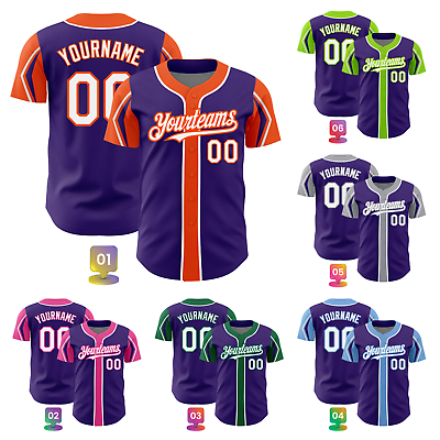 #ad Personalized Name Number Custom Baseball Jersey Purple Baseball Jersey S 5XL $32.39