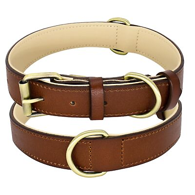 #ad #ad Rolled Leather Dog Collar Soft Double Genuine Leather Dog Collars with Sturdy... $17.19