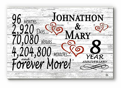 #ad 8 Year Anniversary Gift Sign Personalized 8th Wedding Anniversary Present $47.99