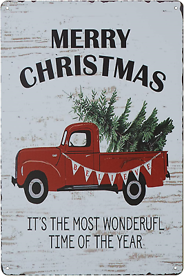 #ad PXIYOU Merry Christmas Trees Funny Truck Retro Vintage Bar Metal Tin Sign Poster $4.77