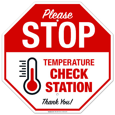 #ad Stop Temperature Check Station Sign Social Distancing Sign $65.99