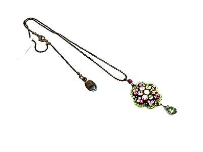 #ad Beautiful Necklace With Flowers Colourful Crystals By Michal Negrin #391# $68.73