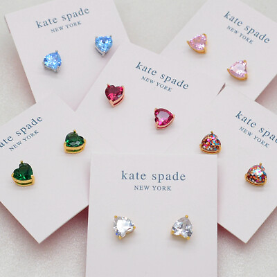 Kate Spade Cute Small Heart Stud Earrings CZ Unique Elegant For Girls Women NWT $14.99