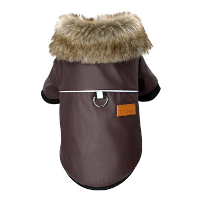 Leather Dog Winter Coats Waterproof Puppy Jacket with Fur Collar for Small Dogs $13.99