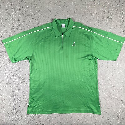 #ad Jordan Shirt Mens XXL Green Zipper Performance Short Sleeve Jumpman Perforated $23.99
