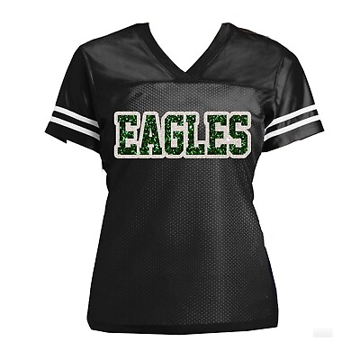 Eagles Glitter Football Jersey Philadelphia Football Women#x27;s Shirt New Bling $42.50