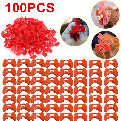#ad 100PCS No Fighting Pinless Chicken Peepers Pheasant Poultry Blinders Spectacles $11.89