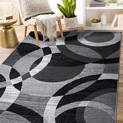 #ad Rugshop Area Rugs Modern Geometric Circles Dining Room Rugs Living Room Rug New $223.44