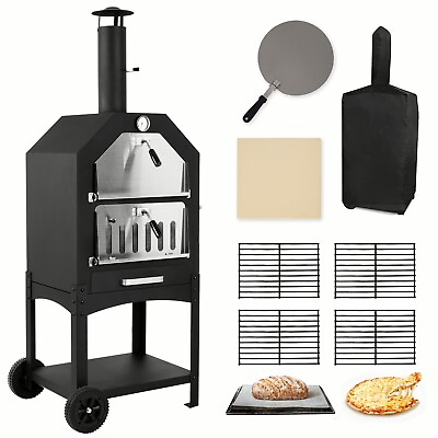 #ad Wood Fired Pizza Oven Pizza Maker Grill with Wheels Waterproof Cover Outdoor $129.99