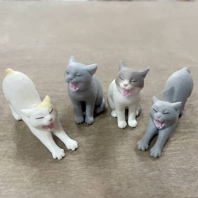 #ad Epoch Relaxed Animal Yawning Cat Kitten 4pcs Desktop Decor Cake Topper Cat $5.99