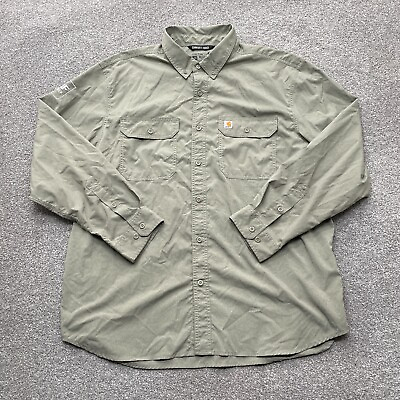 #ad Carhartt Shirt Adult 2XL XXL Green Long Sleeve Workwear Relaxed Force Mens * $19.99