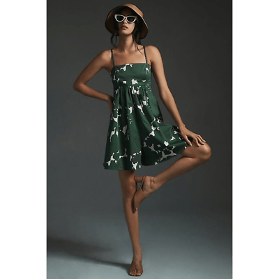 #ad Anthropologie Hutch Bandeau Romper in Green Floral Print Small $148.00
