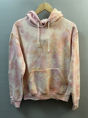 #ad Artist Union Clothing Co Womens Cozy Soft Fleece Tie Dye Pullover Hoodie Pink S $26.70