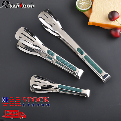 #ad 3 Stainless Steel Kitchen Tongs Food Serving Grill Multi Purpose Cooking Tongs $8.29