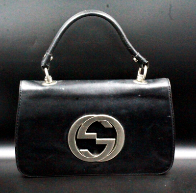 #ad Vintage Gucci Tom Ford Black Leather Blondie Interlocking GG Flapover Handbag $1999.00
