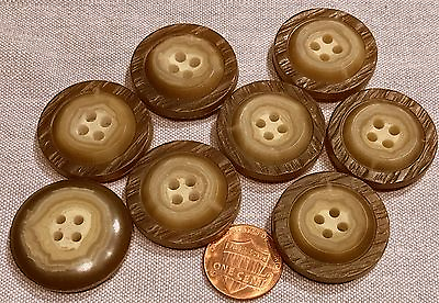 #ad 8 Large Thick Tan amp; Beige Plastic Sew through Coat Buttons 1 1 8quot; 28mm # 8134 $7.99