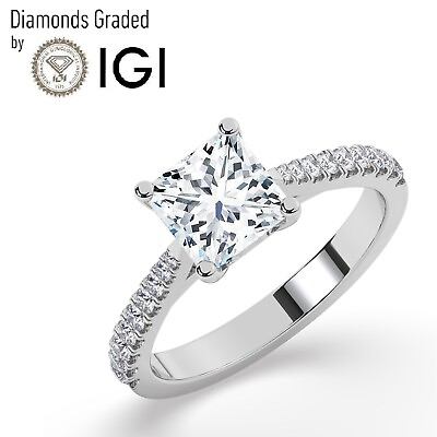 #ad IGI F VS1 Solitaire Lab Grown Princess Diamond Engagement Ring 950 Platinum $2442.00