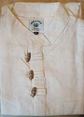 #ad Organic Hemp and Cotton fibre Grandad Full Sleeve Mens Collarless Shirt Kurta GBP 19.99