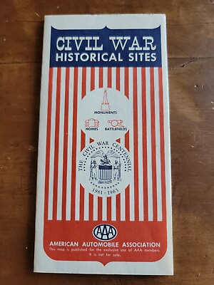 #ad Civil War Historical Battle Sites 1965 AAA Brochure Map amp; Locations $12.99
