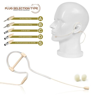 #ad Convenient Beige Earhook Headset Mic With Windscreen For Noise Reduction $8.36