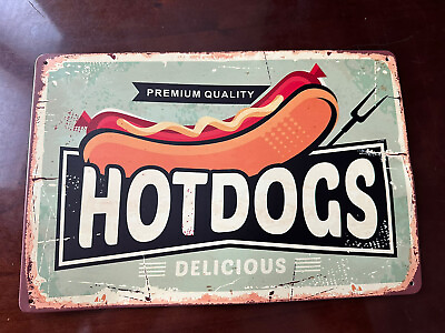 #ad Delicious Hot Dogs Vintage Metal Tin Signs for Wall Bar Pub 12”x8” $7.99