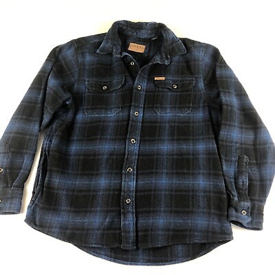#ad Orvis Flannel Shirt Jacket Mens Medium Blue Plaid Heavy Shacket $28.89