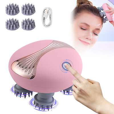 #ad Electric Scalp Head Massager Waterproof Massager with 4 Heads USB Rechargeable $24.99
