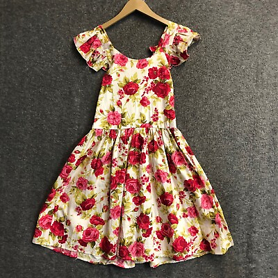 #ad PrinceSasa Floral 100% Cotton Girl#x27;s Dress Size 150 Sleeveless Ruffle NWT $9.99