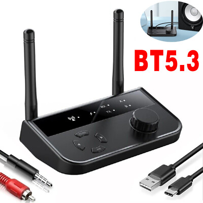 #ad Bluetooth 5.3 Long Range Transmitter Receiver Home Stereo Audio Adapter $18.04