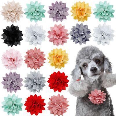 #ad 50pcs Large Dog Bow Tie Flower Collar Removable Necktie Pet Grooming Accessories $37.99