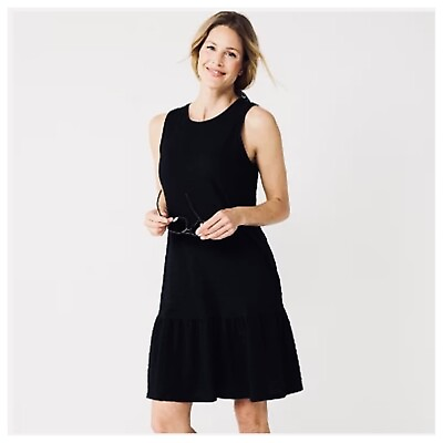 #ad Sonoma Dress Womens XL Black Sleeveless Flowy 100% Cotton Beach Dress $14.90