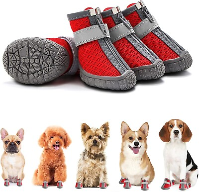 #ad Dog Shoes for Small Dogs Boots Breathable Dog Booties Paw Protector for Outdoor $17.47