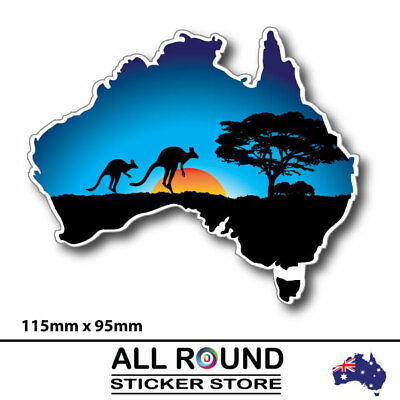 #ad Australia Map sticker with kangaroo sunset bumper sticker for car window lapto AU $5.95
